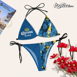 Tropical Floral Corona Extra Triangle Bikini Set Swimsuit