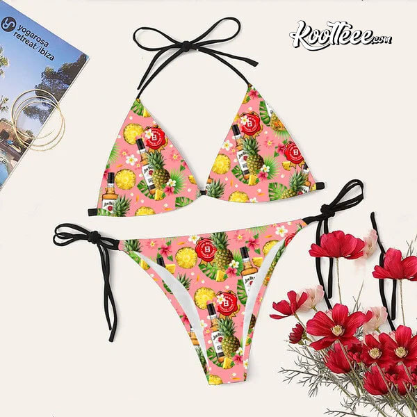 Jim Beam Pineapple Aloha Bikini Set Swimsuit