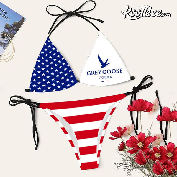 American Flag Grey Goose Vodka Bikini Set Swimsuit
