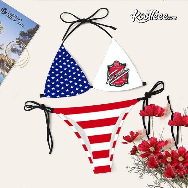 American Flag Narragansett Beer Bikini Set Swimsuit