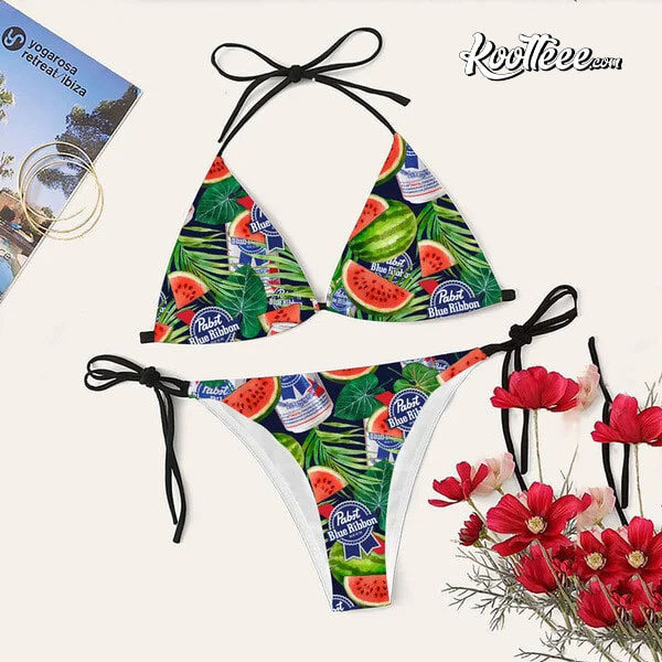Summer Watermelon Pabst Blue Ribbon Bikini Set