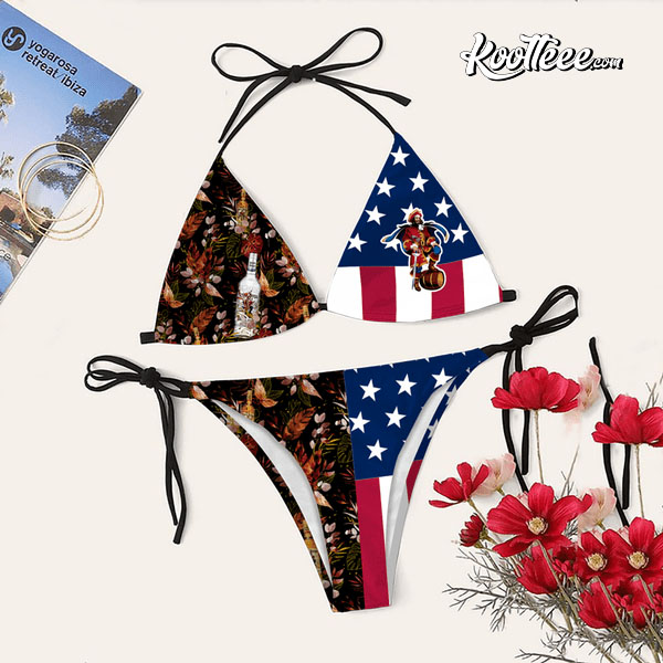 Tropical American Flag Captain Morgan Bikini Set Swimsuit