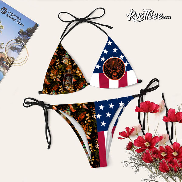 Tropical American Flag Jagermeister Bikini Set Swimsuit Beach