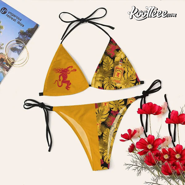 Tropical Floral Fireball Whisky Triangle Bikini Set Swimsuit
