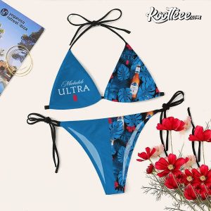 Tropical Floral Michelob Ultra Triangle Bikini Set Swimsuit 3