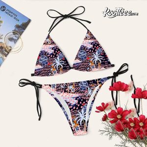Tropical Palm Island Pabst Blue Ribbon Bikini Set Swimsuit