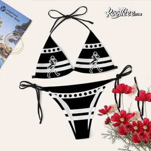 White Stripe Johnnie Walker Triangle Bikini Set Swimsuit