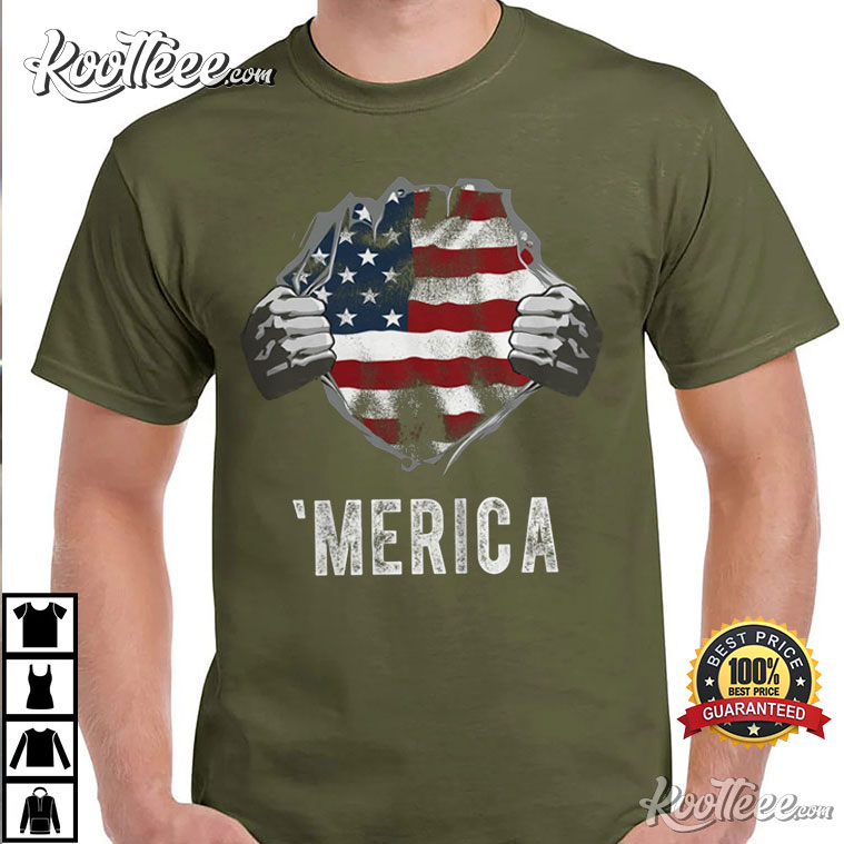 American Flag Superhero 4th July T-Shirt