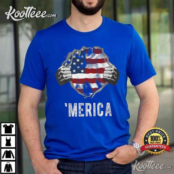 American Flag Superhero 4th July T-Shirt