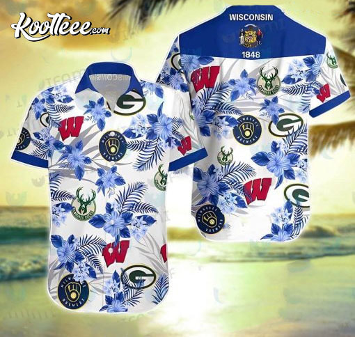 Brewers Bucks Green Packers Wisconsin Badgers Hawaiian Shirt