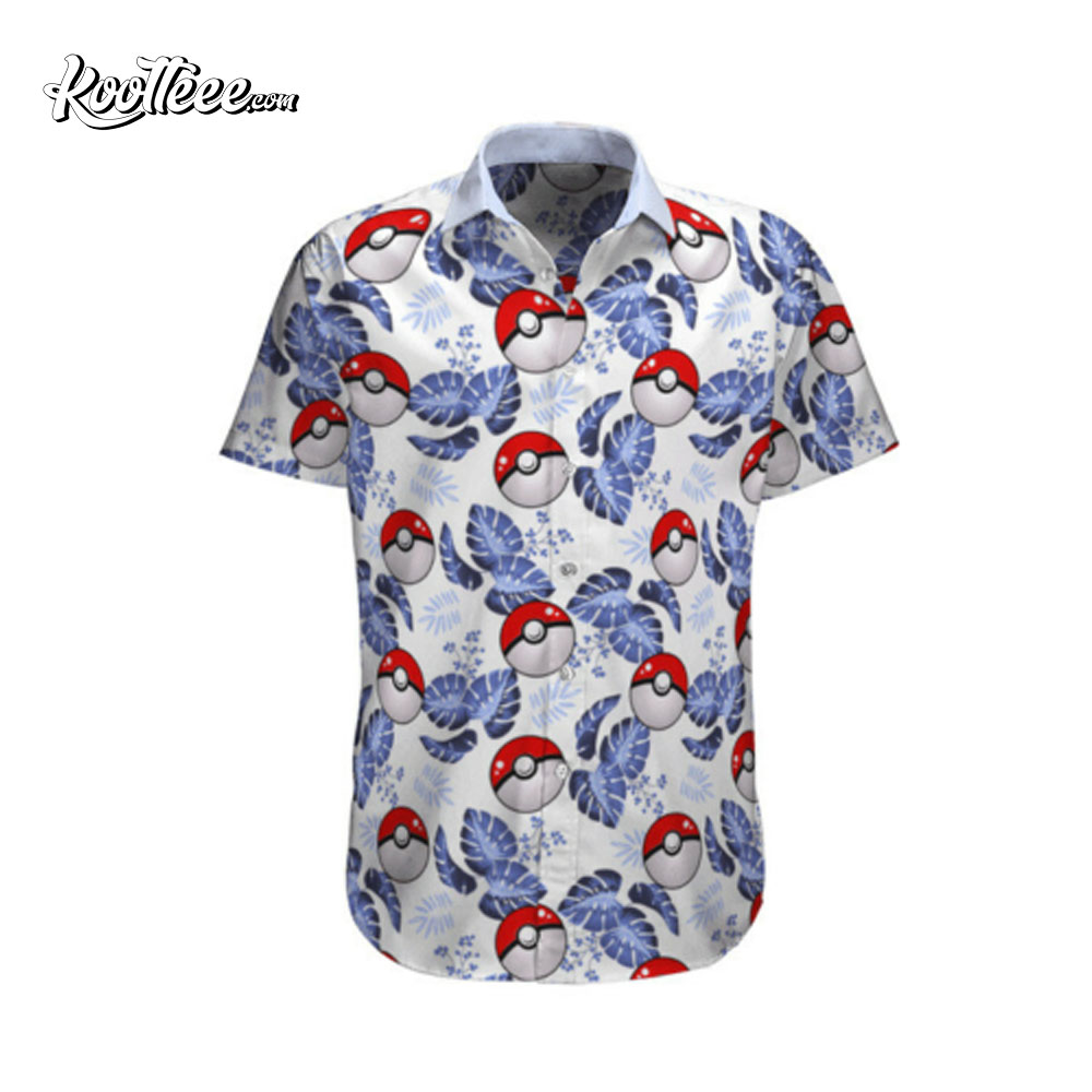 Tropical Ball Red And White Of Pokemon Hawaiian Shirt
