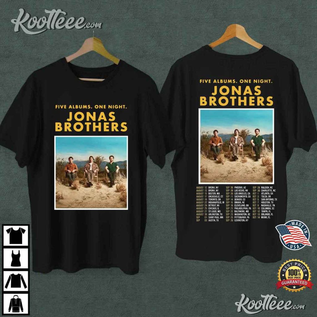 Jonas Brothers Five Albums One Night The Tour 2023 T Shirt