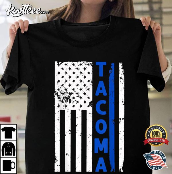 Thin Blue Line Tacoma WA Distressed National Police Week T-Shirt
