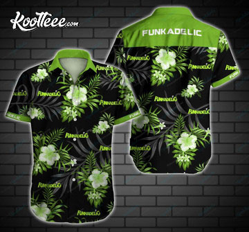 Funkadelic Leaf Flower Pattern Curved Hawaiian Shirt