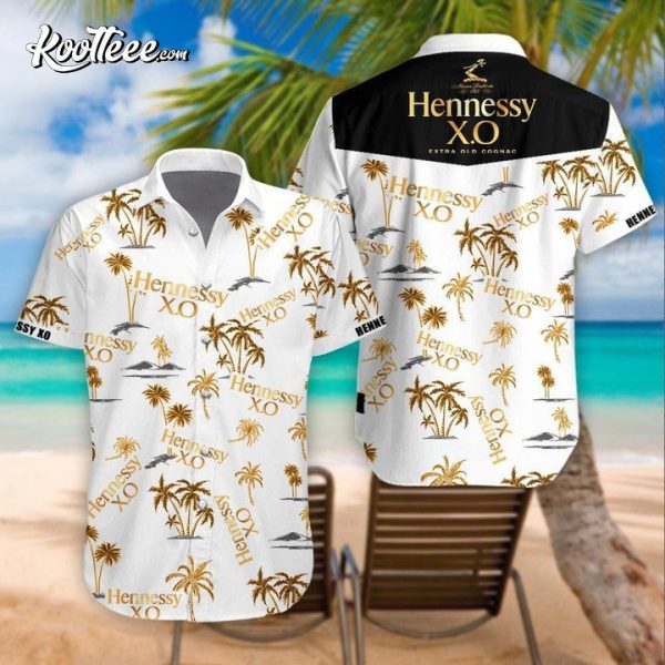 Hennessy XO On White Pattern Hawaiian Shirt
