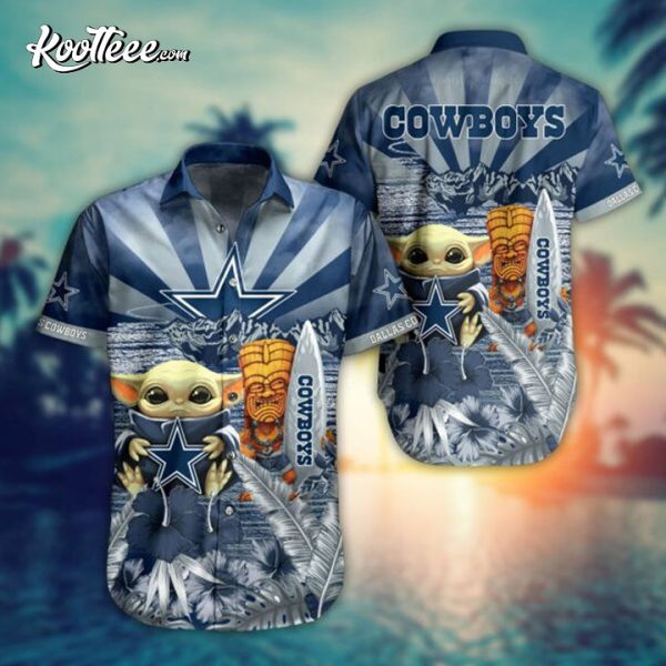 Dallas Cowboys Tropical Leave Baby Yoda Hawaiian Shirt