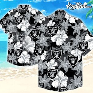 Oakland Raiders Leaf And Flower Pattern Hawaiian Shirt