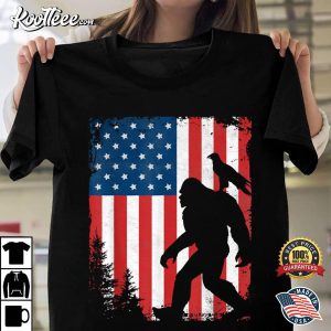 Bigfoot 4th Of July Bald Eagle American USA Flag Patriotic T Shirt 1