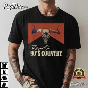 Raised On 90’s Country Music Vintage Bull Skull T-Shirt