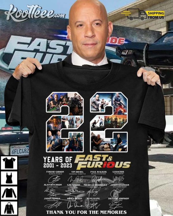 Fast And Furious 22 Years Of 2001 – 2023 T-Shirt