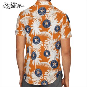 Houston Astros Baseball White Flowers Pattern Short Sleeves Hawaiian Shirt