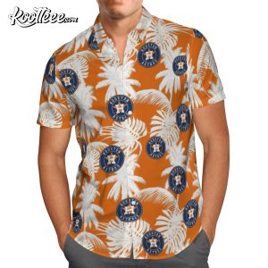 Houston Astros Snoopy Dog Orange Short Sleeves Hawaiian Shirt