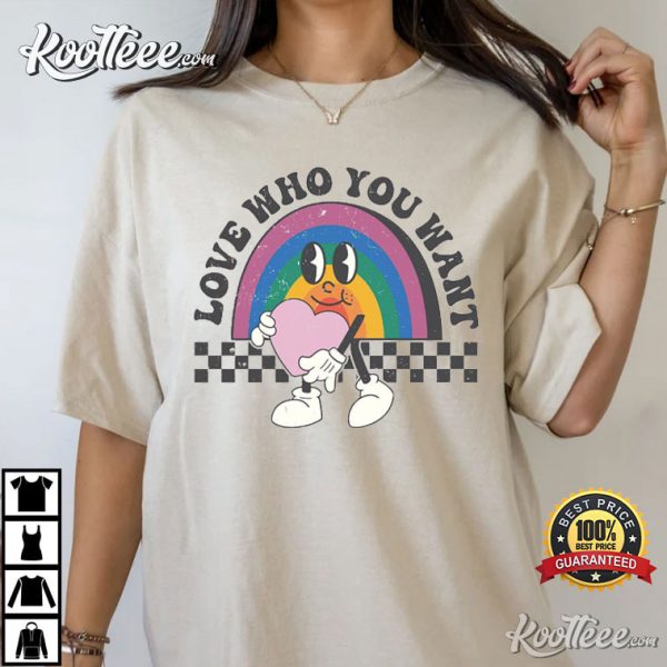 LGBTQ Love Who You Want Retro Distressed T-Shirt