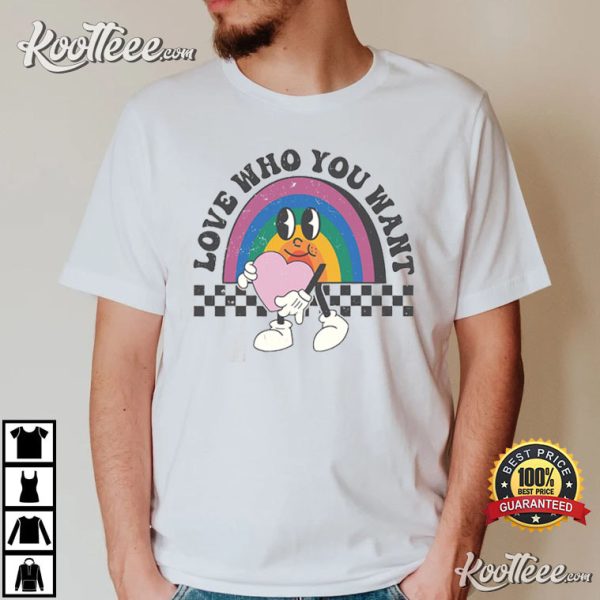 LGBTQ Love Who You Want Retro Distressed T-Shirt