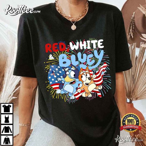 Red White Bluey And Bingo 4th Of July T-Shirt