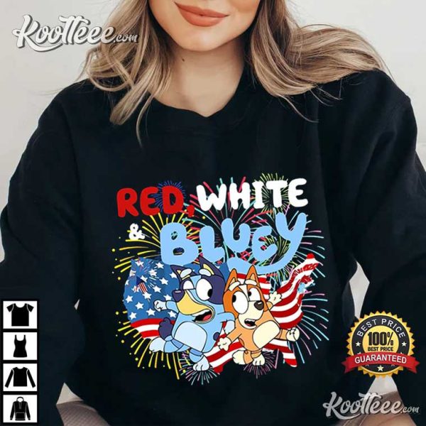 Red White Bluey And Bingo 4th Of July T-Shirt