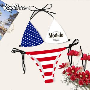 American Flag Modelo Negra Bikini Set