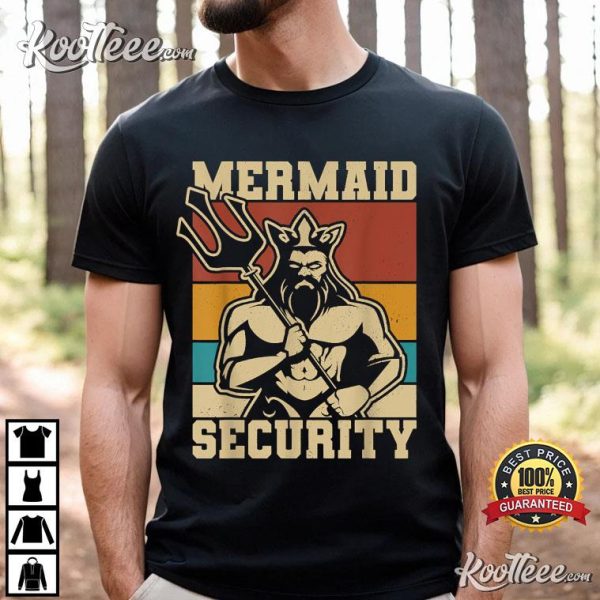 Mermaid Security Bday Costume Merman Birthday Party Outfit T-Shirt