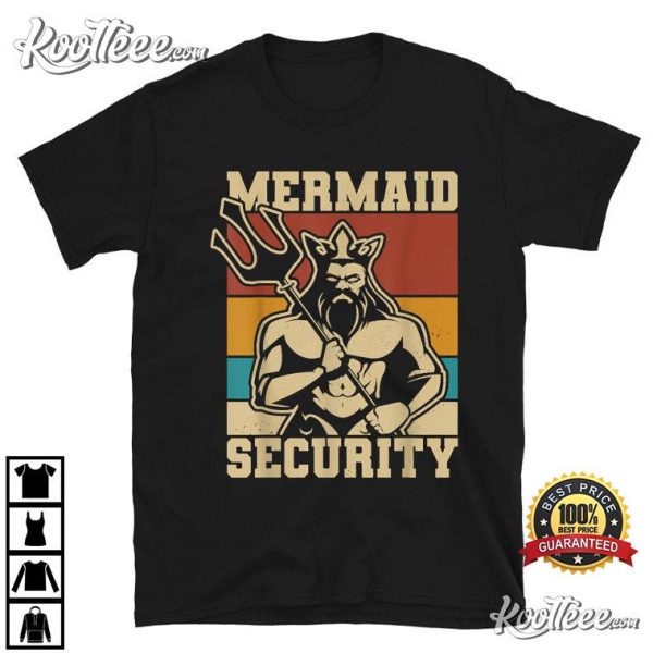 Mermaid Security Bday Costume Merman Birthday Party Outfit T-Shirt