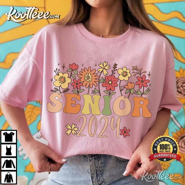 Senior 2024 Groovy Retro Class Of 2024 Graduation T-Shirt