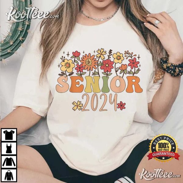 Senior 2024 Groovy Retro Class Of 2024 Graduation T-Shirt