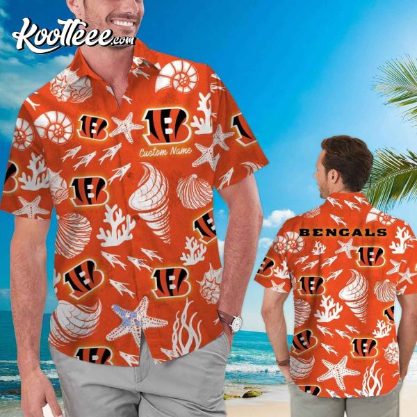 Cincinnati Bengals Custom Name Shells Starfish Hawaiian Shirt