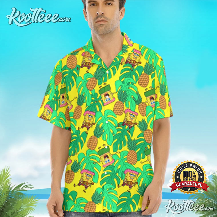 SpongeBob SquarePants Hawaiian Button Up Shirt Summer Beach