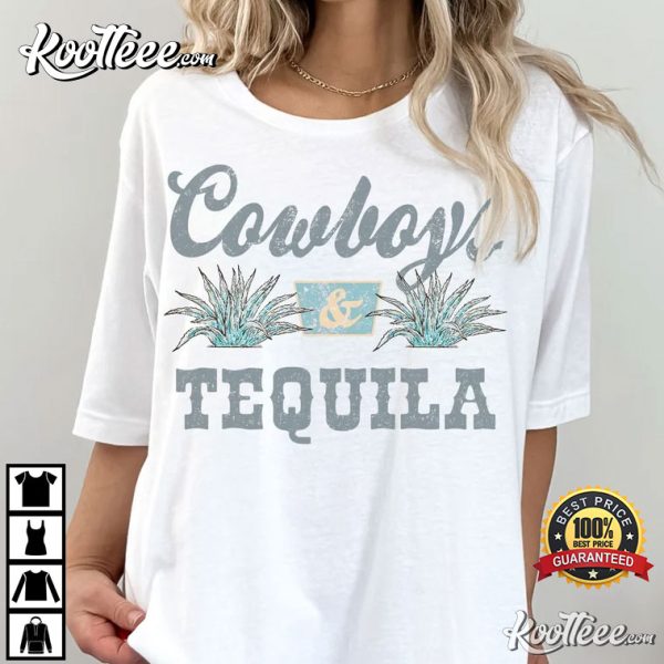 Cowboys And Tequila Vintage Vibe Graphic T-Shirt