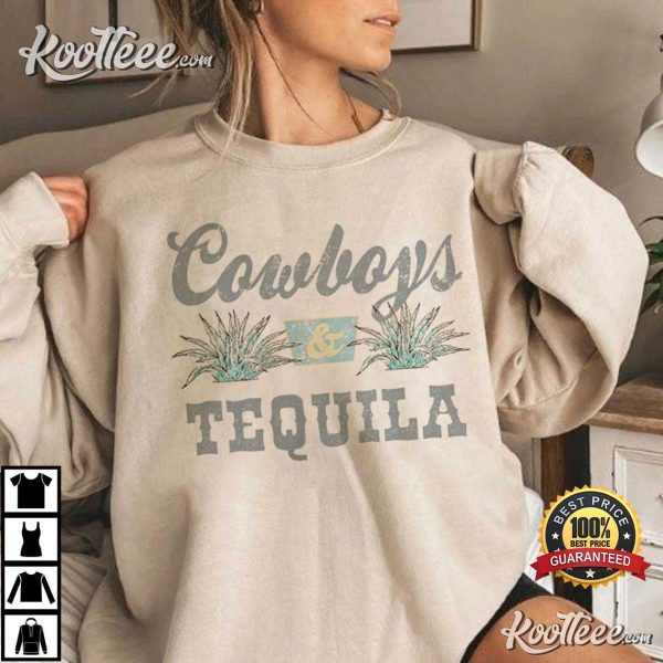 Cowboys And Tequila Vintage Vibe Graphic T-Shirt