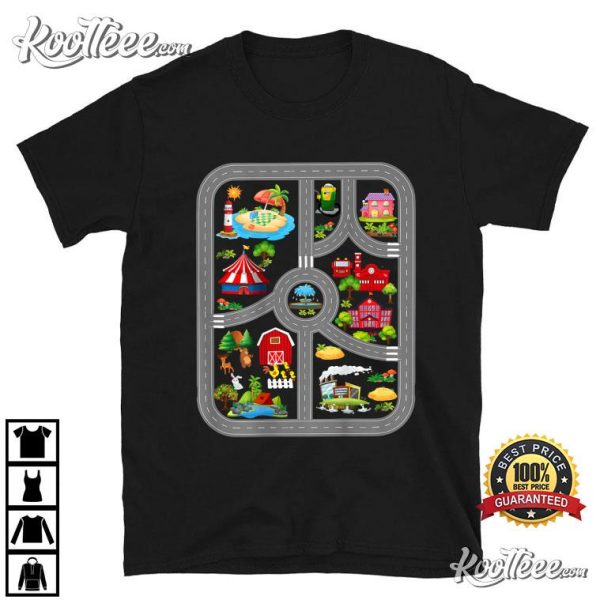 Play Cars On Dad’s Back Mat Road Car Race Track Father’s Day T-Shirt