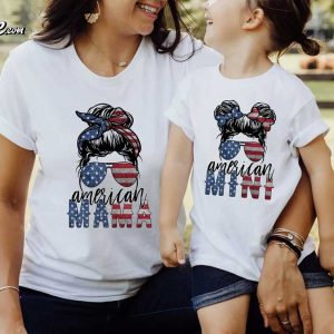 American Mama and Mini, Messy Bun Mom T-Shirt