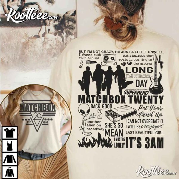 Matchbox Twenty Doodle 2 Side Vintage Lyrics Album T-Shirt