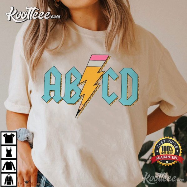 ABCD Pencil Lightning Rock’n Roll Teacher T-Shirt