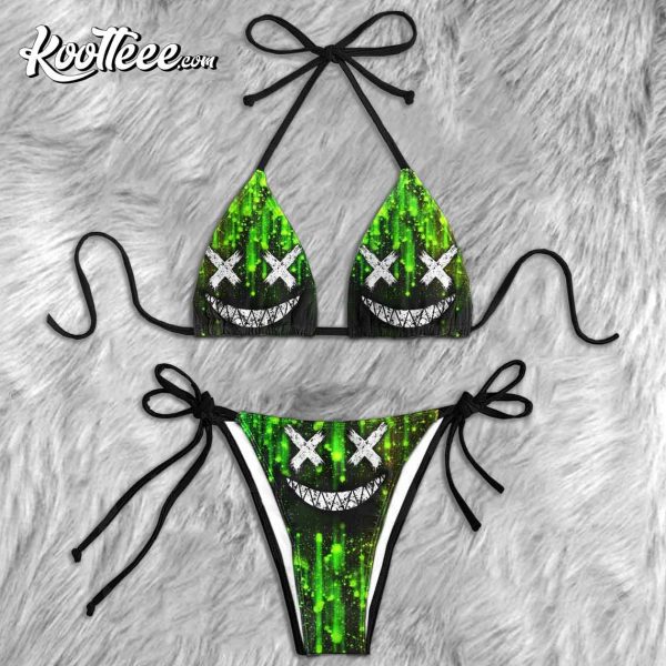 Green Effect Spycho Skull Micro Triangle Bikini Swimsuit