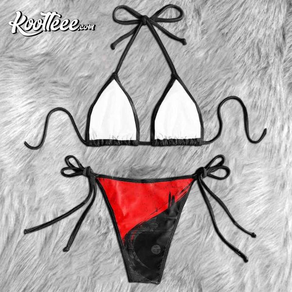 Red Black Emo Skull Micro Triangle Bikini Swimsuit