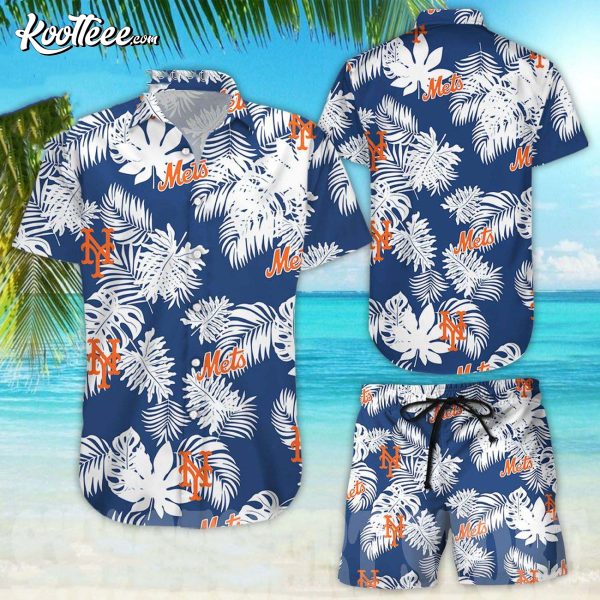 New York Mets Tropical Leaf Hawaiian Shirt And Shorts