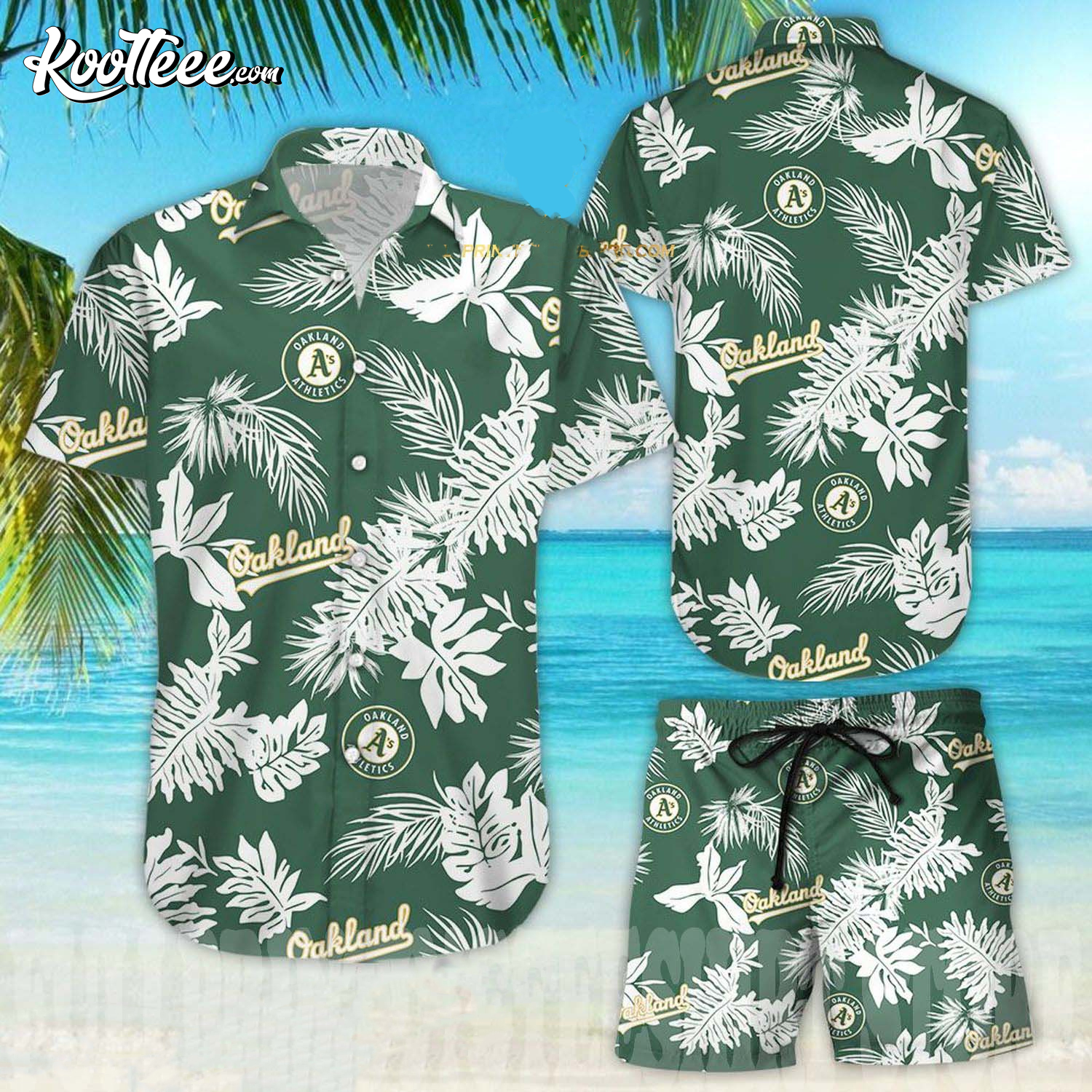 Oakland Athletics Tropical Pattern Hawaiian Shirt And Shorts