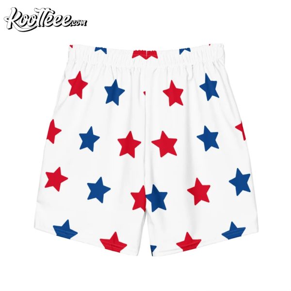 Patriotic Recycled Star Pattern Swimwear Independence Day Shorts