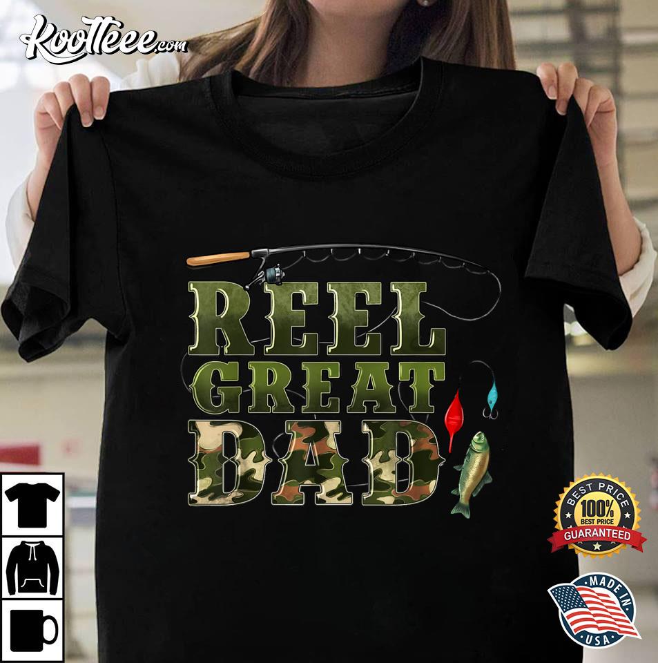 Buy Mens Reel Great Dad T Shirt Funny Fathers Day Fishing Tee