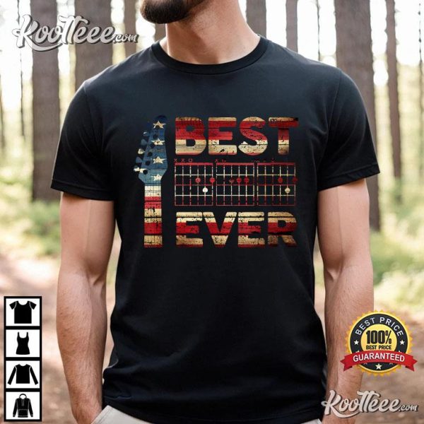 Best Dad Ever USA Flag Guitar Chords Guitarist Father Gift T-Shirt